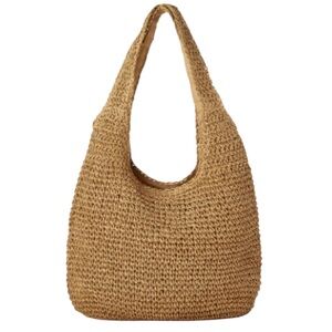 NWT Cupshe Elegant Tan Straw Woven Tote Bag. Fabric lining. Sealed bag included